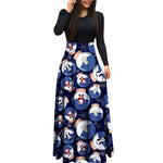 YESFASHION Christmas Day Women Digital Print Crew Neck Panel Dress