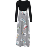 YESFASHION Christmas Digital Print Crew Neck Long Sleeve Panelled Dress