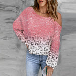 YESFASHION Women Loose Diagonal Neck Long Sleeve Top Sweatshirts