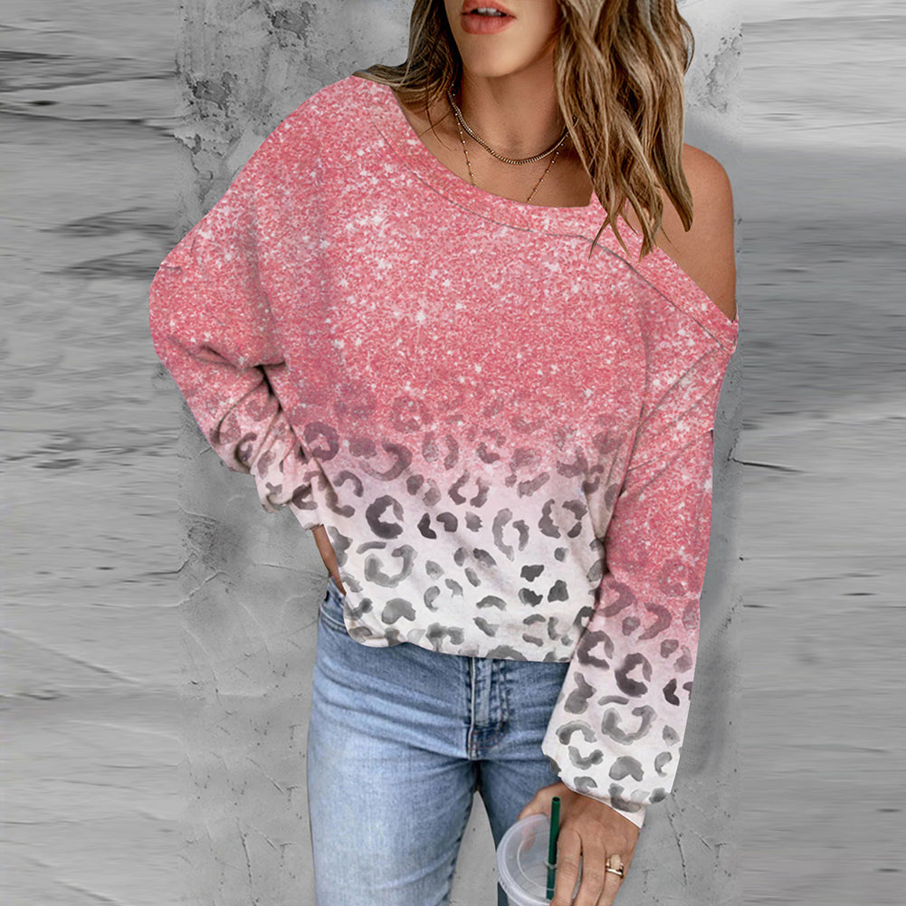 YESFASHION Women Loose Diagonal Neck Long Sleeve Top Sweatshirts