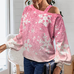 YESFASHION Women Loose Diagonal Neck Long Sleeve Top Sweatshirts