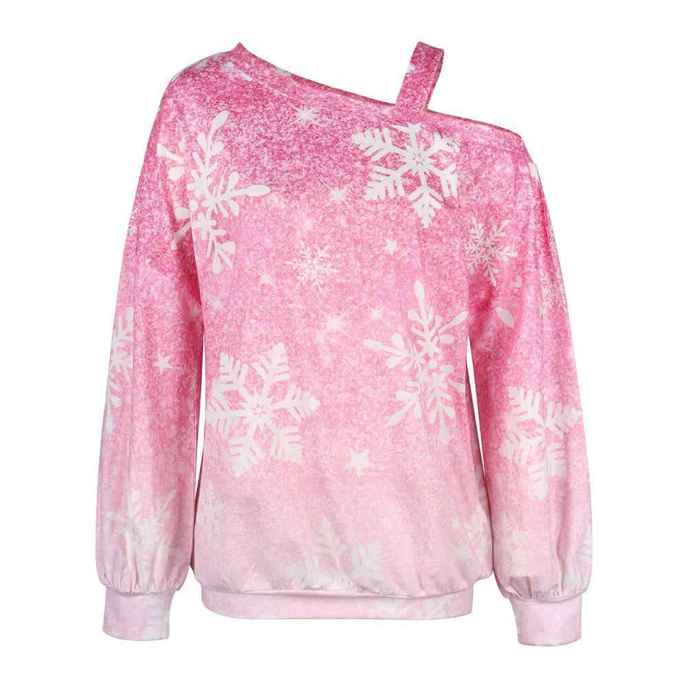 YESFASHION Women Loose Diagonal Neck Long Sleeve Top Sweatshirts