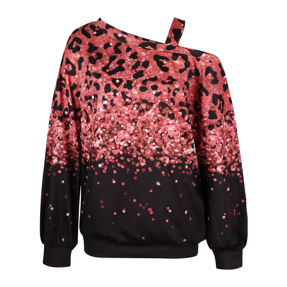 YESFASHION Women Loose Diagonal Neck Long Sleeve Top Sweatshirts