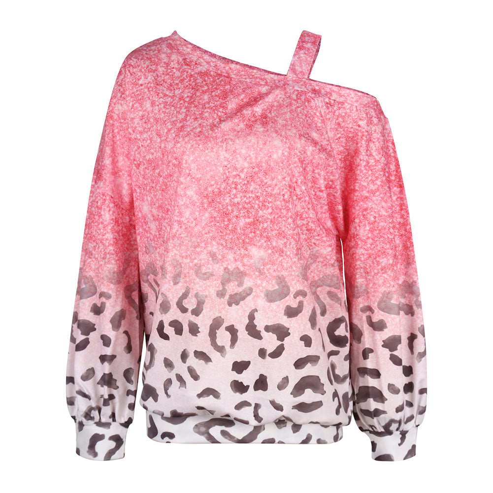 YESFASHION Women Loose Diagonal Neck Long Sleeve Top Sweatshirts