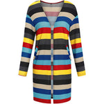 YESFASHION Women Casual Loose Striped Cardigan Tops