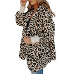 YESFASHION Women Coats Slim Fit Leopard Print Hooded Jacket