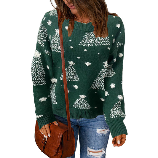YESFASHION Women Long Sleeve Pullover Knit Christmas Snowflake Sweaters