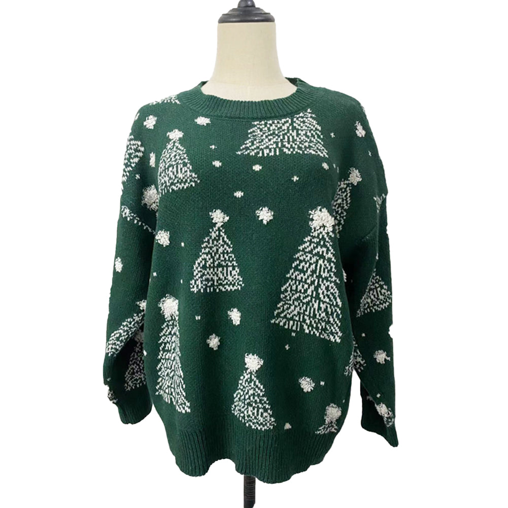 YESFASHION Women Long Sleeve Pullover Knit Christmas Snowflake Sweaters