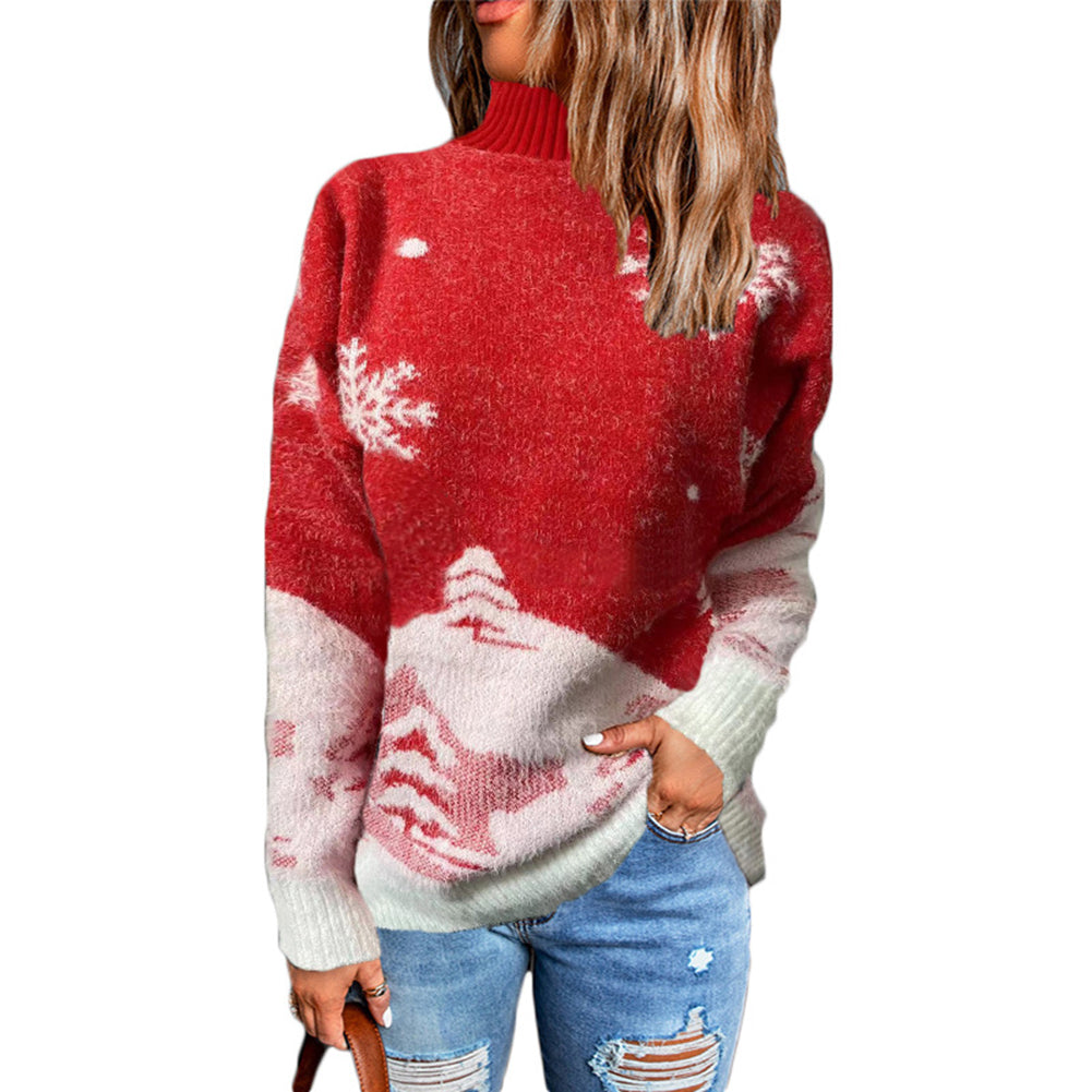 YESFASHION Christmas Sweaters Turtleneck Long Sleeve Pullover Tops