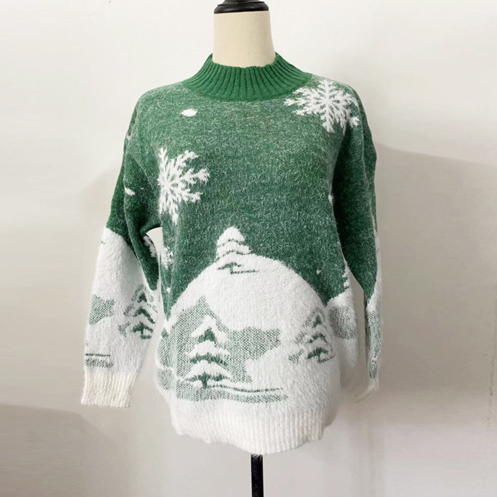 YESFASHION Christmas Sweaters Turtleneck Long Sleeve Pullover Tops