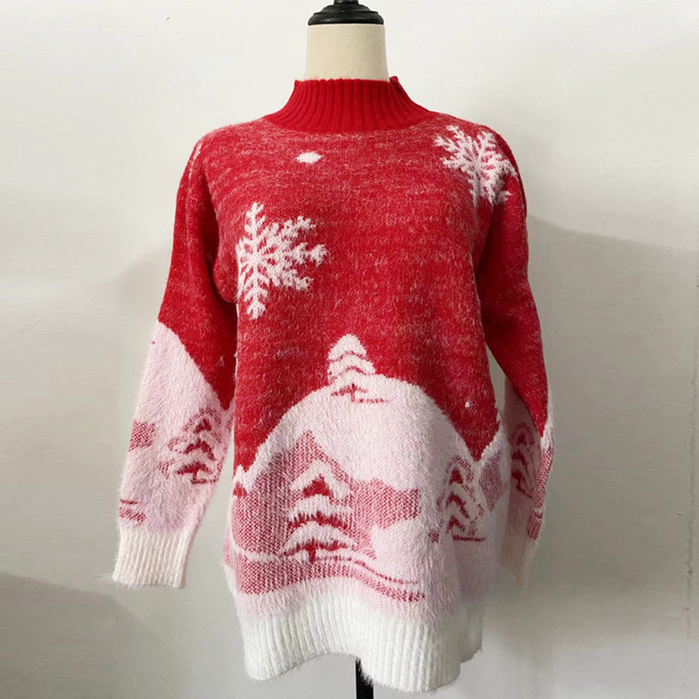 YESFASHION Christmas Sweaters Turtleneck Long Sleeve Pullover Tops