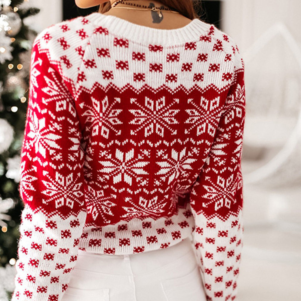 YESFASHION Christmas Elk Pullover Sweater Tops