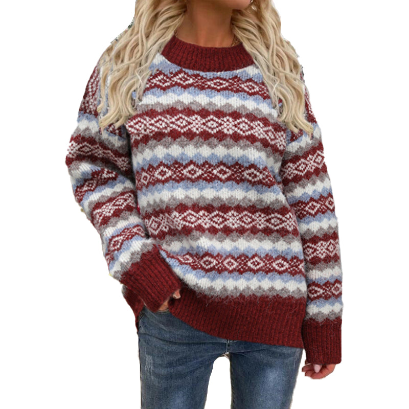 YESFASHION Christmas Sweater Crew Neck Long Sleeve Pullover Sweaters