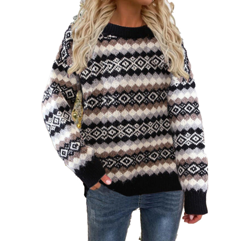 YESFASHION Christmas Sweater Crew Neck Long Sleeve Pullover Sweaters