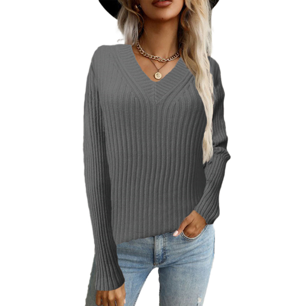 YESFASHION 95% Polyester 5% Spandex Women Solid Pullover Sweaters