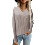 YESFASHION 95% Polyester 5% Spandex Women Solid Pullover Sweaters