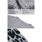 YESFASHION Retro Women Knitted Skirt V-neck Stitching Leopard Sweaters