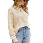 YESFASHION Solid Color Cutout Pullover Sweaters