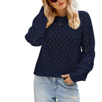 YESFASHION Solid Color Cutout Pullover Sweaters