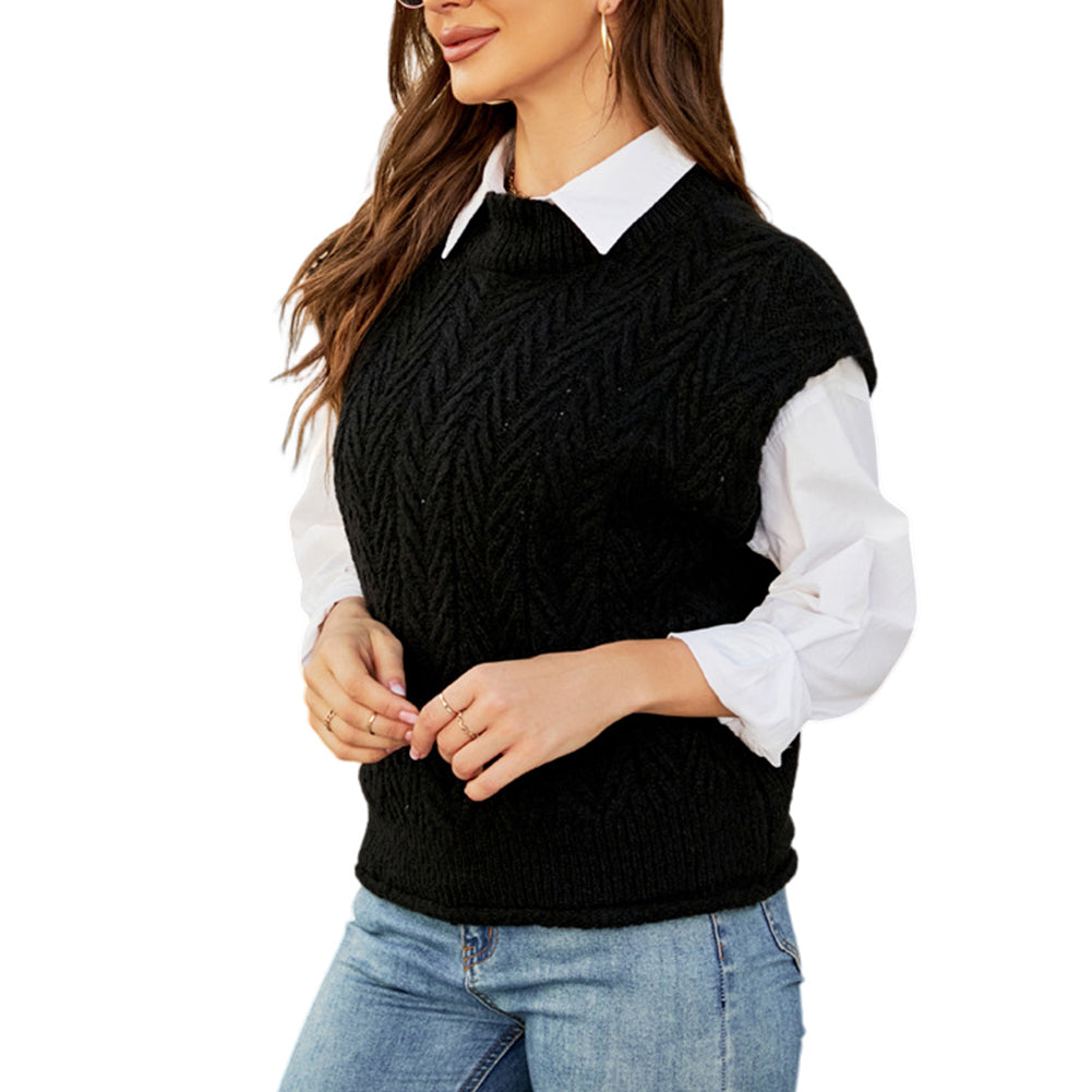 YESFASHION Layered Crew Neck Sleeveless Sweaters