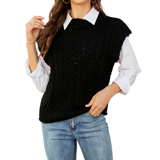 YESFASHION Layered Crew Neck Sleeveless Sweaters