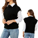 YESFASHION Layered Crew Neck Sleeveless Sweaters