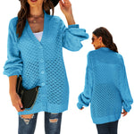 YESFASHION Versatile Long Sleeve Open Knit Cardigan V-neck Sweaters