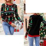 YESFASHION Sequin Knit Loose Pullover Christmas Tree Sweaters