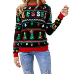YESFASHION Sequin Knit Loose Pullover Christmas Tree Sweaters