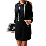 YESFASHION Women Hoodie Skirt Long Sleeves Hooded Sweaters Dress
