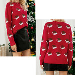 YESFASHION Christmas Hat Sweet Crew Neck Sweaters