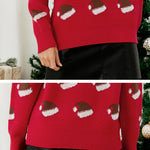YESFASHION Christmas Hat Sweet Crew Neck Sweaters