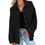 YESFASHION Corduroy Button-up Cardigan Lapel Loose Padded Shirt Tops