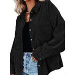 YESFASHION Corduroy Button-up Cardigan Lapel Loose Padded Shirt Tops