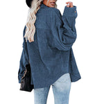 YESFASHION Corduroy Button-up Cardigan Lapel Loose Padded Shirt Tops