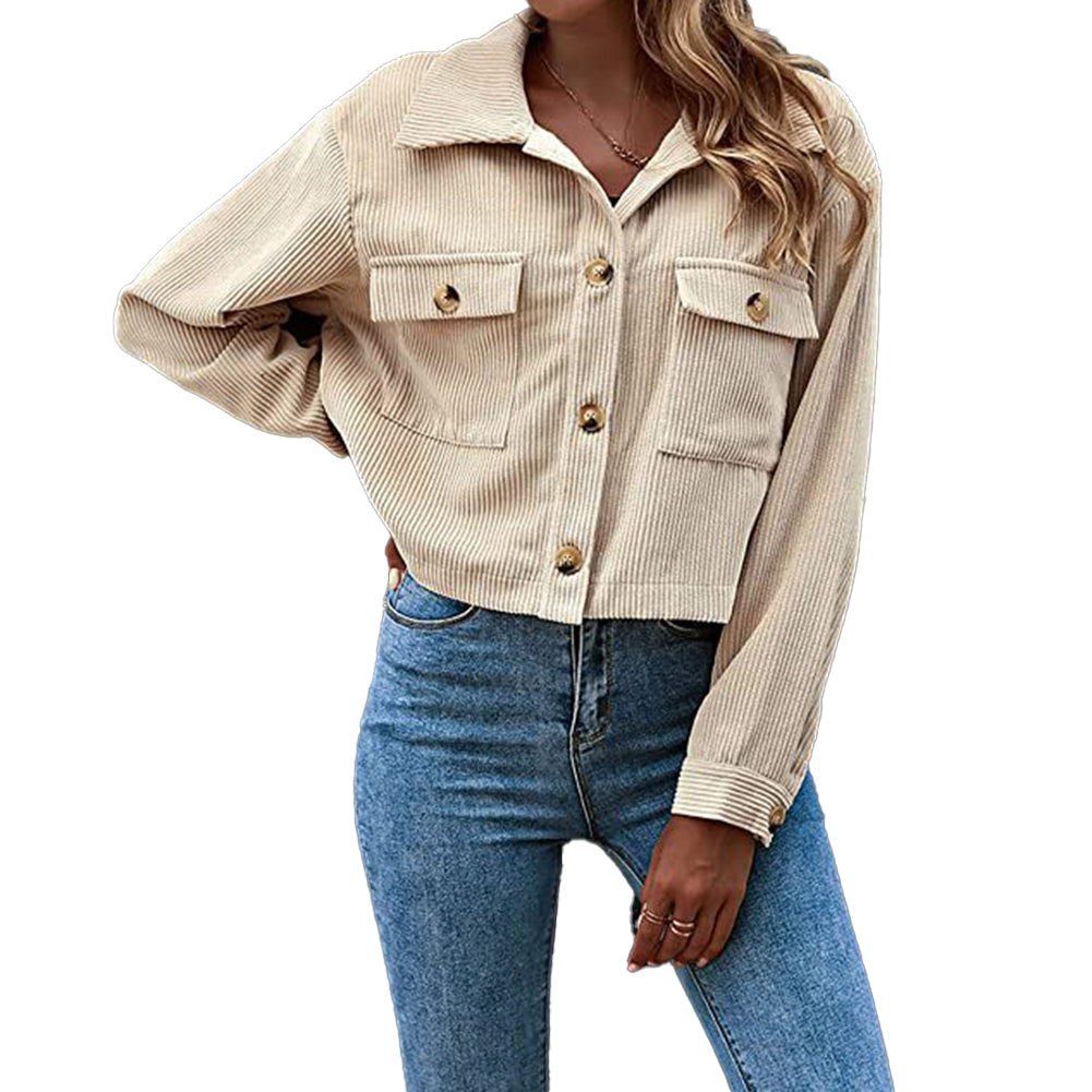 YESFASHION Fashion Corduroy Shirt Jacket Coats