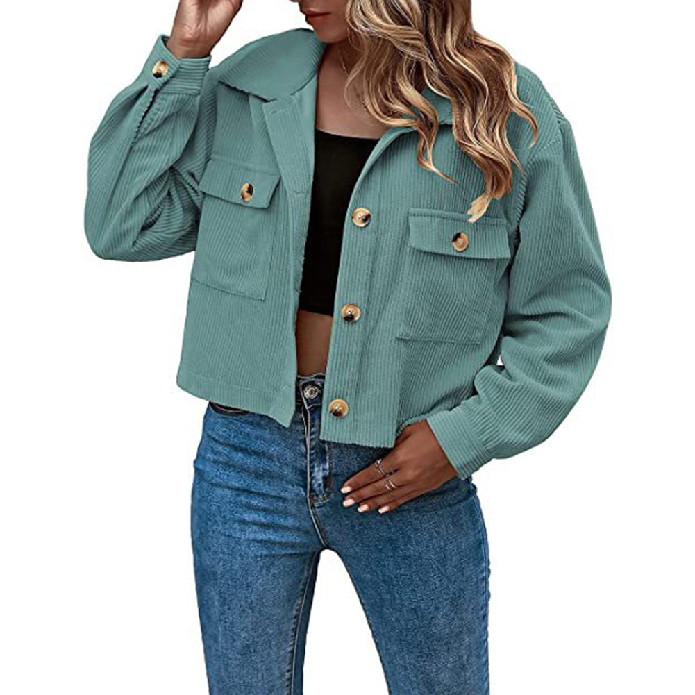 YESFASHION Fashion Corduroy Shirt Jacket Coats