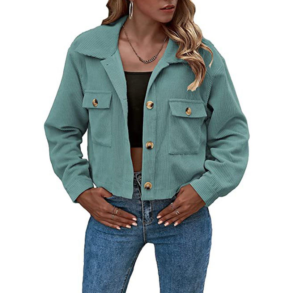 YESFASHION Fashion Corduroy Shirt Jacket Coats