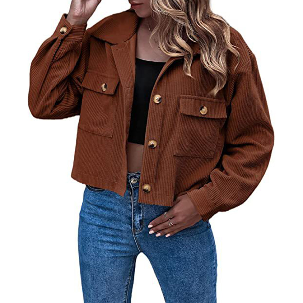 YESFASHION Fashion Corduroy Shirt Jacket Coats