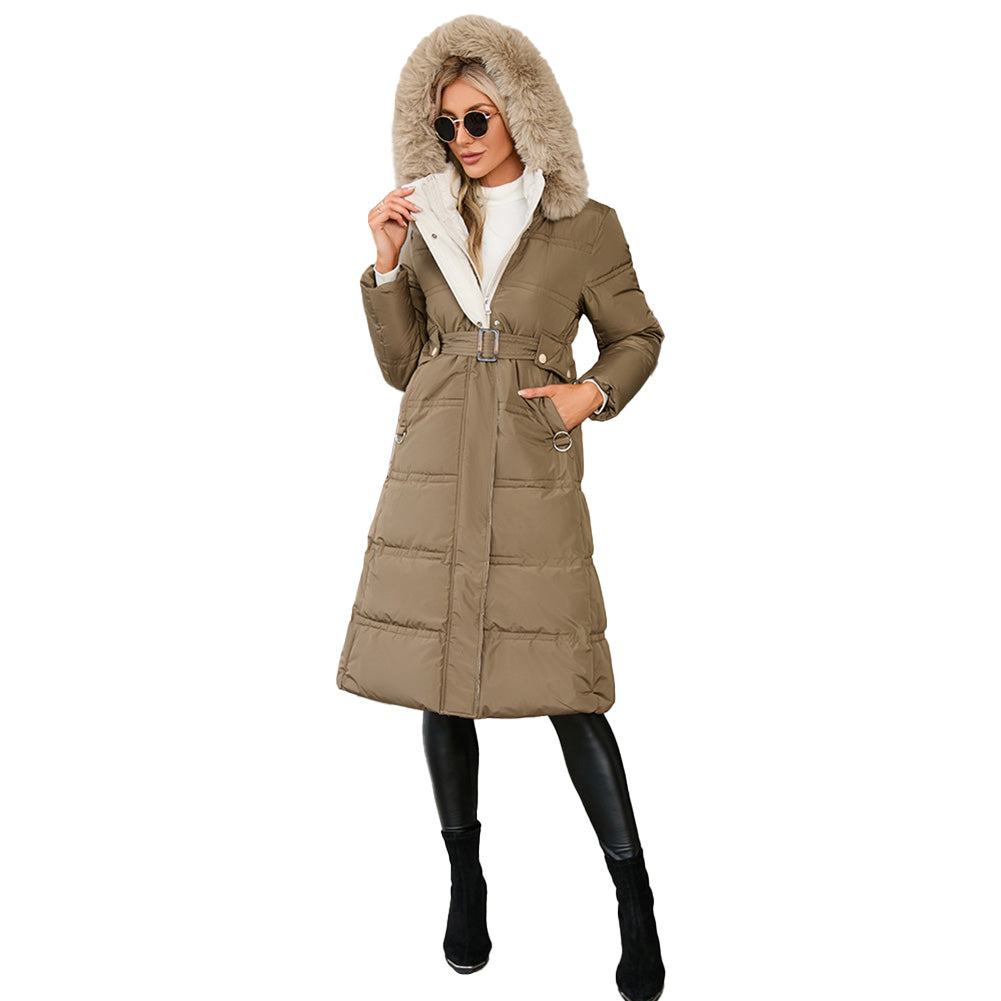YESFASHION Slim Fit Down Padded Jacket Mid-length Coats
