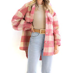 YESFASHION Plaid Mohair Coat Woolen Thick Coats