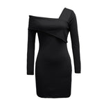 YESFASHION Women Sexy Double V Neck Long Sleeve Bottoming Dress