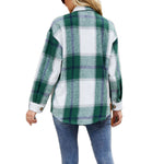 YESFASHION Ladies Plaid Jacket Casual Loose Pocket Shirt Tops