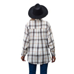 YESFASHION Ladies Casual Loose Boyfriend Plaid Shirt Tops