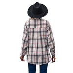 YESFASHION Ladies Casual Loose Boyfriend Plaid Shirt Tops