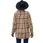 YESFASHION Ladies Casual Loose Boyfriend Plaid Shirt Tops