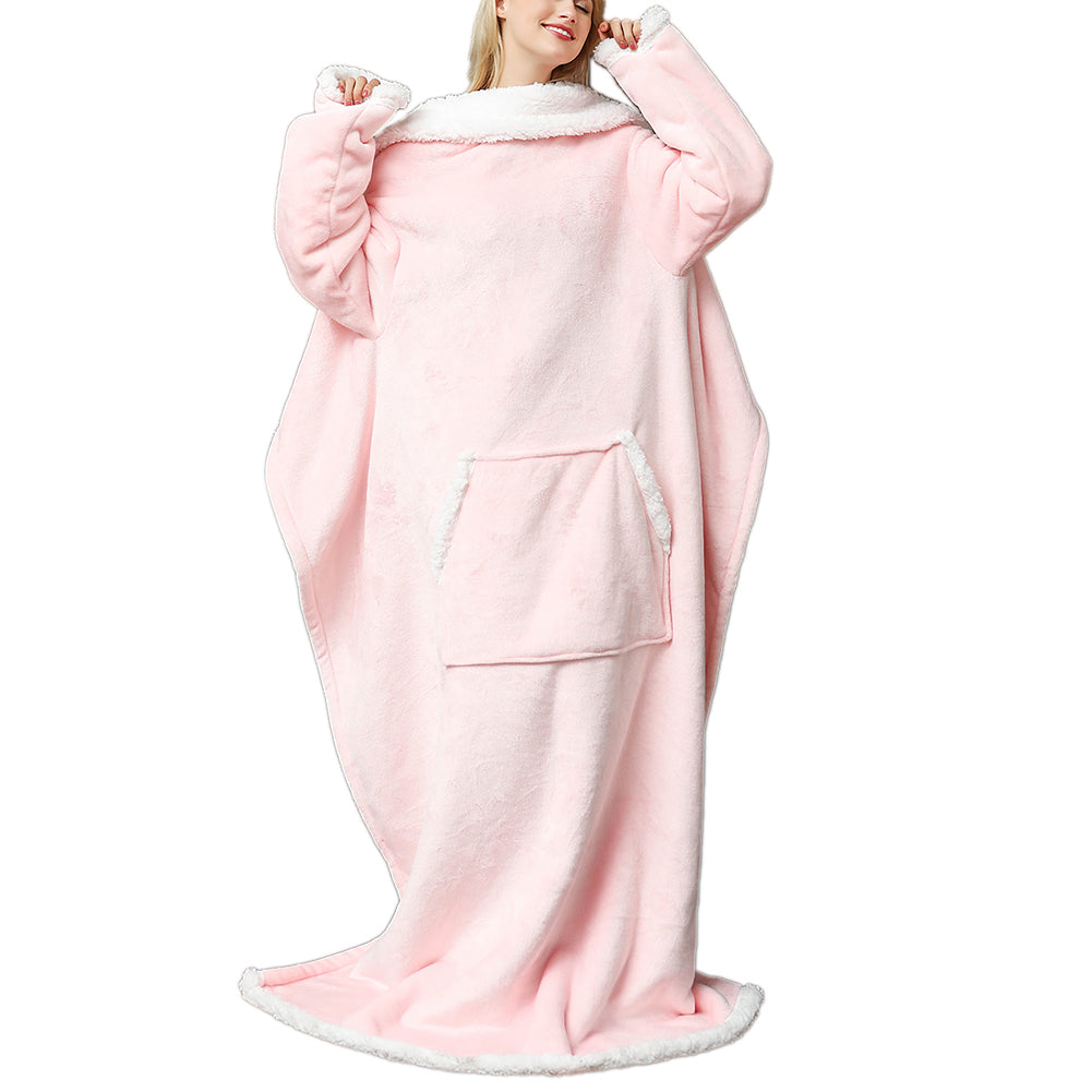 YESFASHION Lazy Tv Blanket Hooded Pullover Flange Lamb
