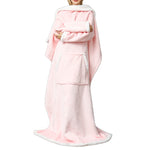 YESFASHION Lazy Tv Blanket Hooded Pullover Flange Lamb