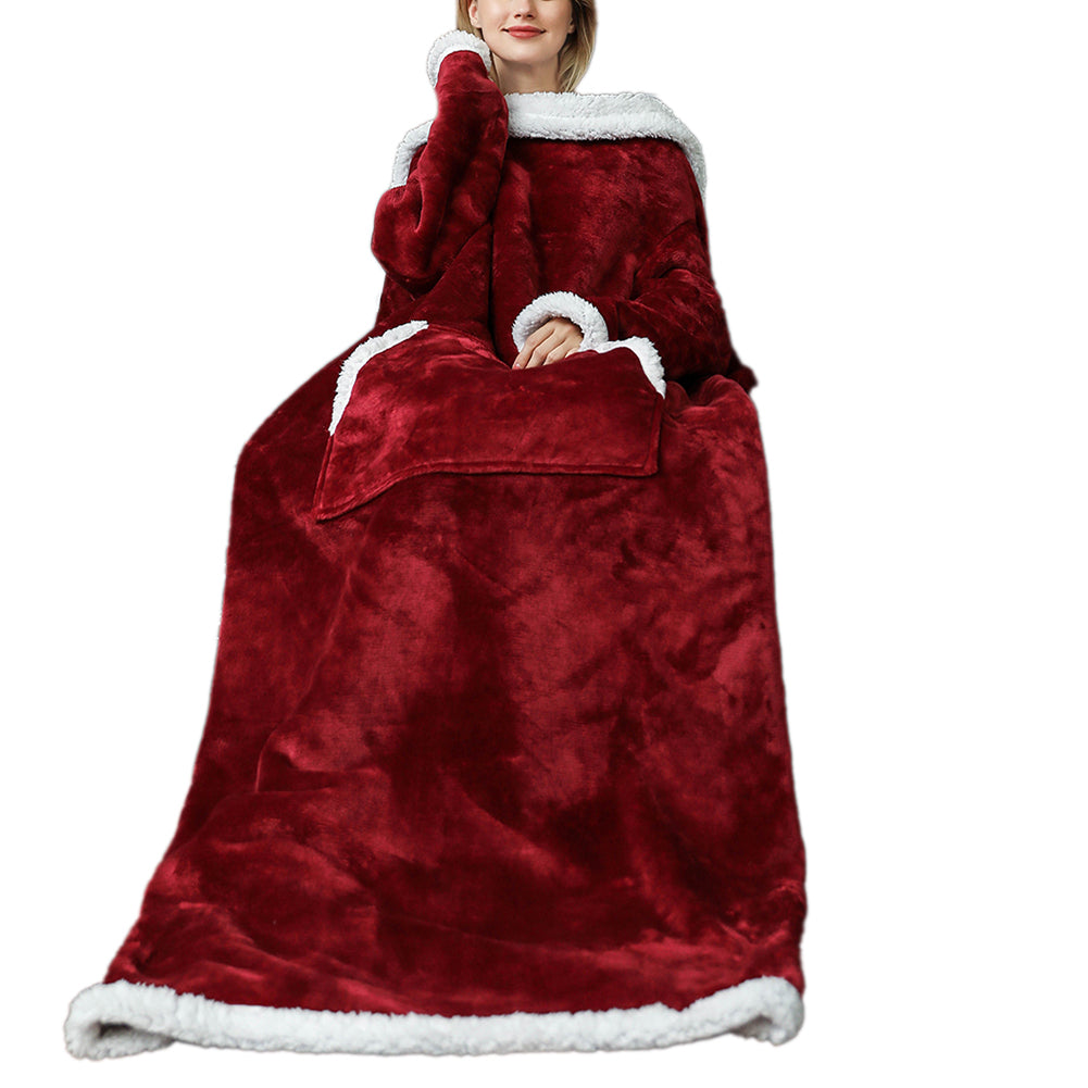 YESFASHION Lazy Tv Blanket Hooded Pullover Flange Lamb