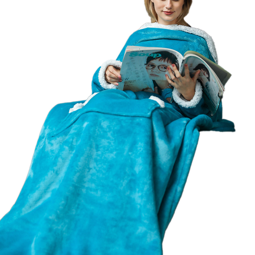 YESFASHION Lazy Tv Blanket Hooded Pullover Flange Lamb